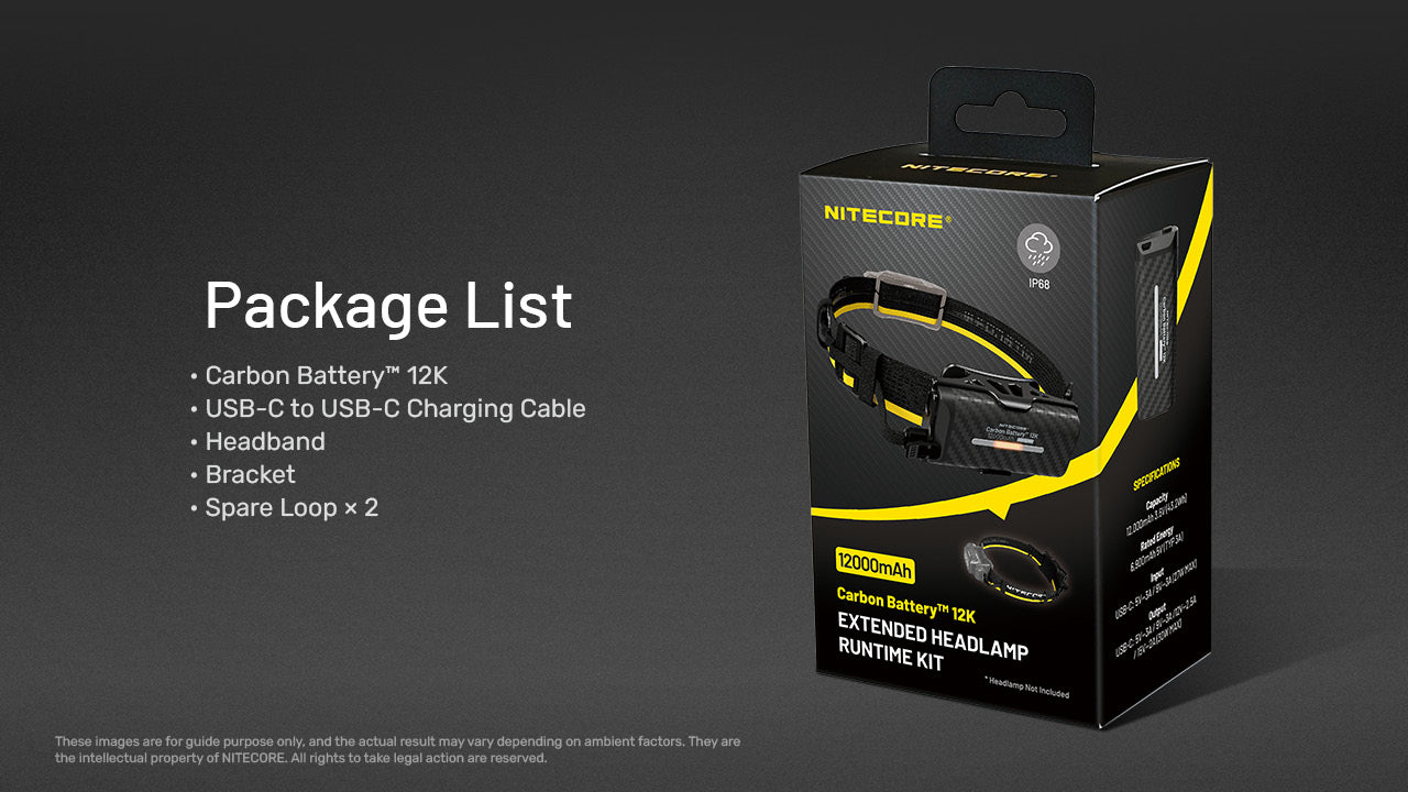 Nitecore® Carbon Battery™ 12K lisaaku pealambile